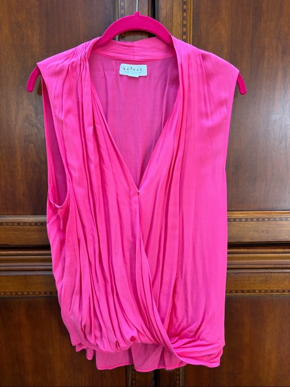 velvet faux wrap sleeveless top